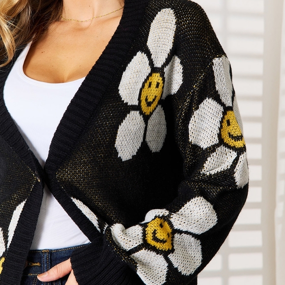 Double Take Floral Button Down Longline Cardigan - Picture 5 of 9